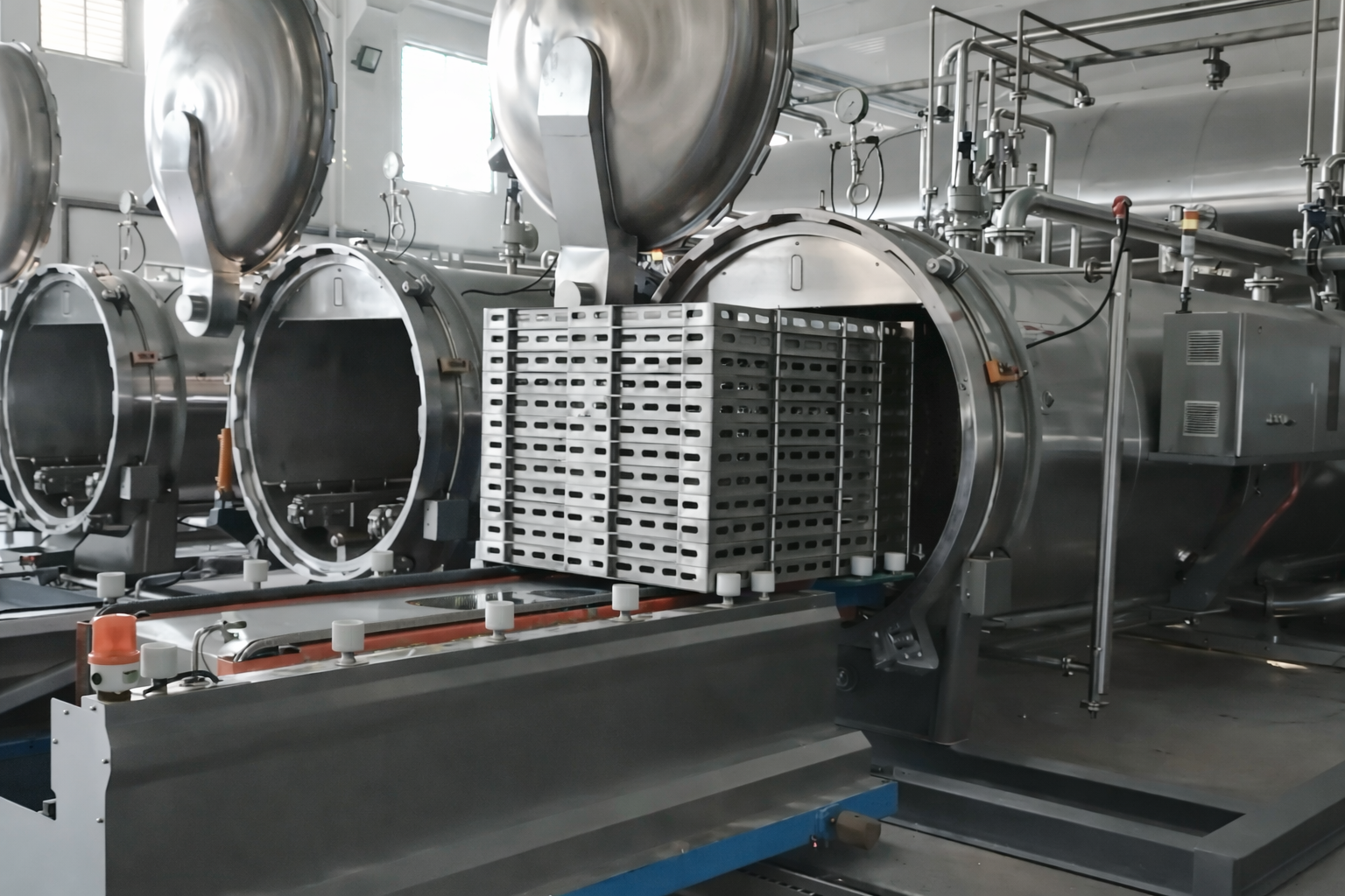 خط معوجة تعقيم الطعام المستمر الأفقي