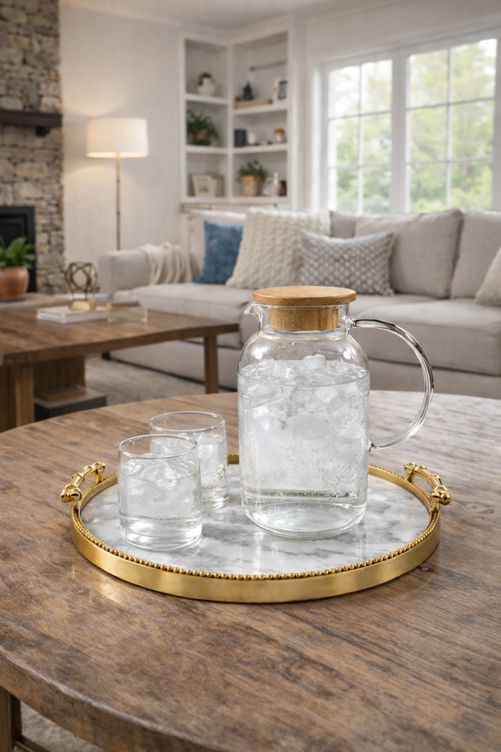 إبريق زجاجي على شكل دائري