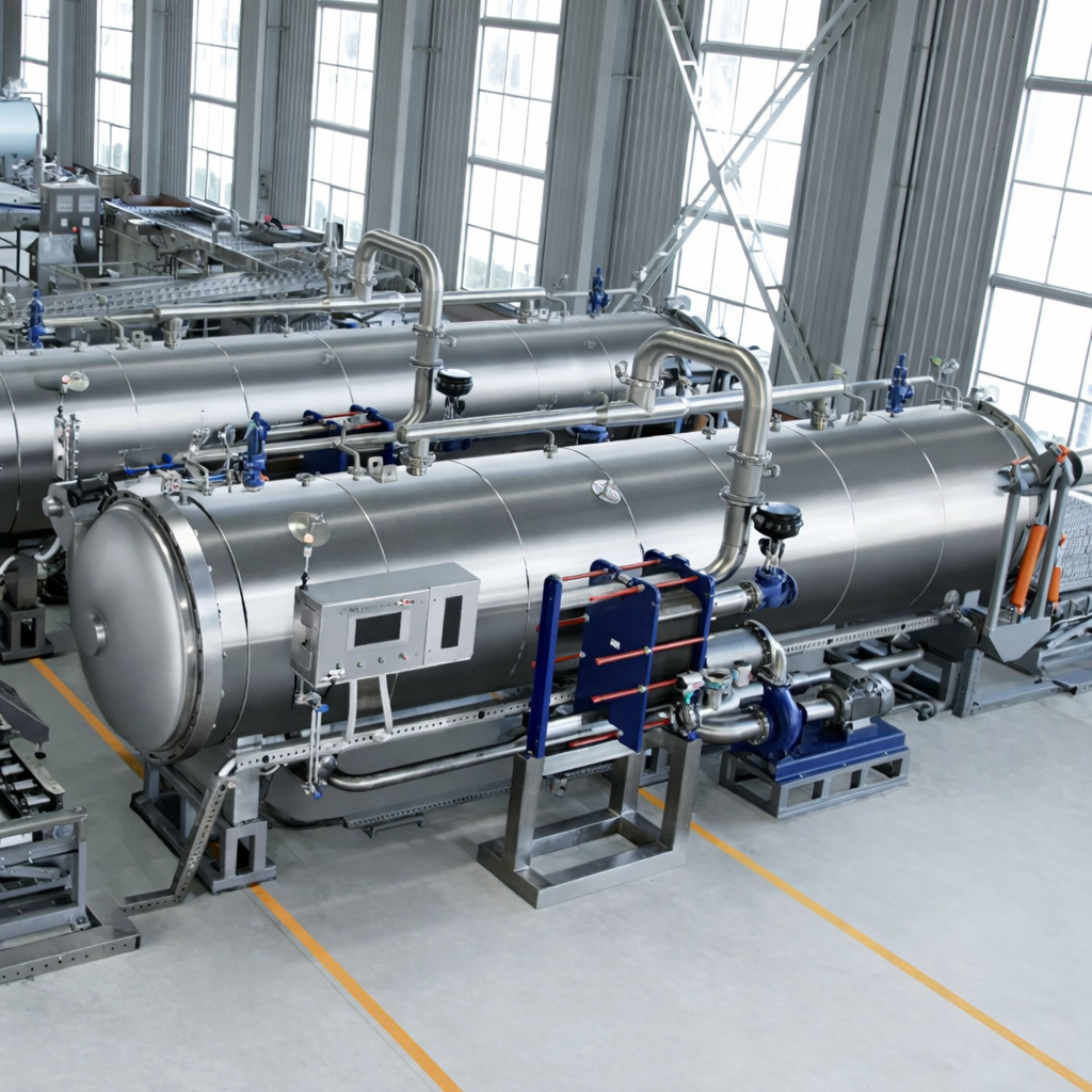 خط معوجة تعقيم الطعام المستمر الأفقي