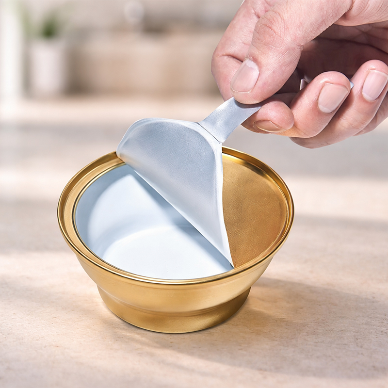 وعاء طعام من الألومنيوم باللون الذهبي